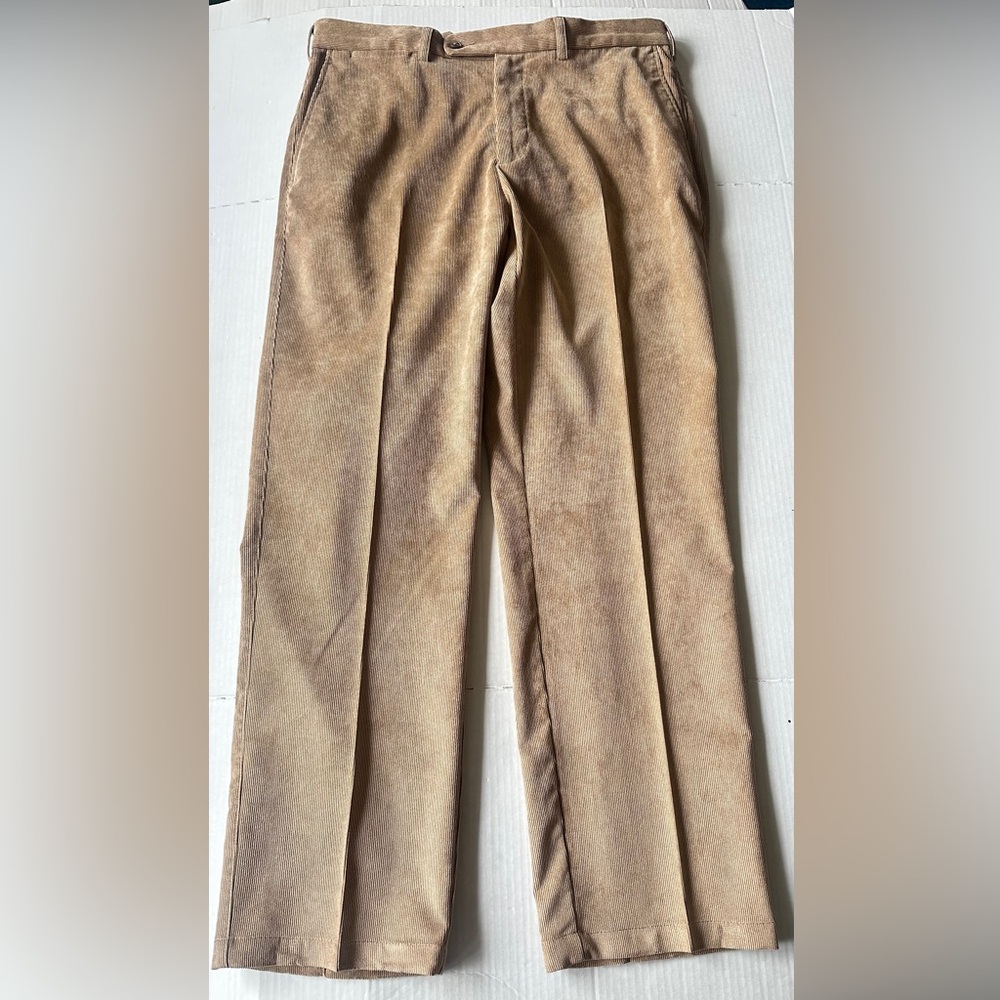 Peter Millar Pants Men 34x31 Brown Nanoluxe Corduroy Flat Front Casual Normcore